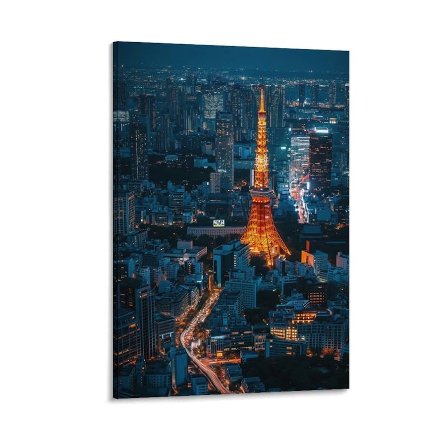 Amazon.co.jp: 絵画 夜に光る東京タワー アートパネル ポスター